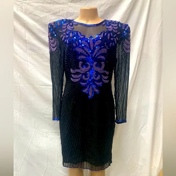 Tracy Lynn Evening | Dresses | Tracy Lynn Evening Hand Beaded Cocktail Blue  Dressstill With Tags | Poshmark